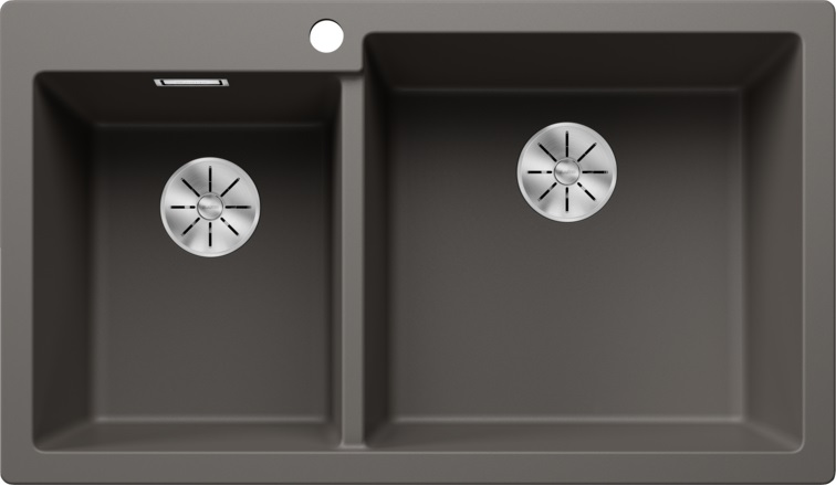 Blanco PLEON 9 Lavello 2 Vasche Sopratop 86x50 cm in Silgranit Grigio Vulcano