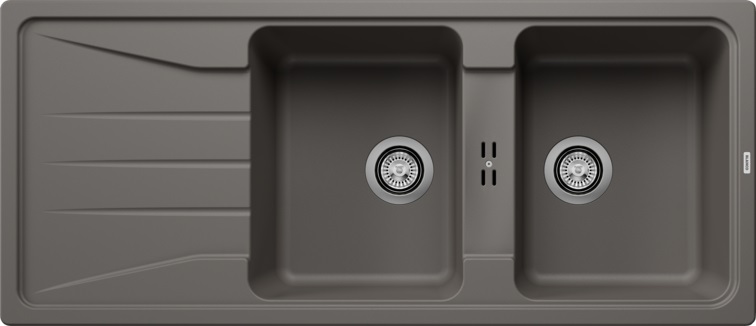 Blanco SONA 8 S Lavello 2 Vasche Sopratop 116x50 cm con Gocciolatoio Reversibile in Silgranit Grigio Vulcano