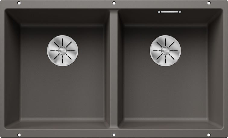 Blanco SUBLINE 350/350-U Lavello Sottotop 2 Vasche in Silgranit Grigio Vulcano 75.5x46 cm