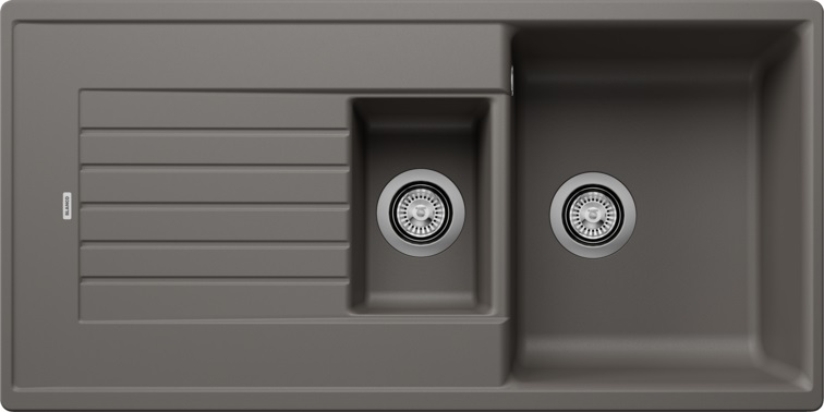 Blanco Zia 6 S Lavello 100x50 cm 1 Vasca e 1/2 con Gocciolatoio Reversibile in Silgranit Grigio Vulcano