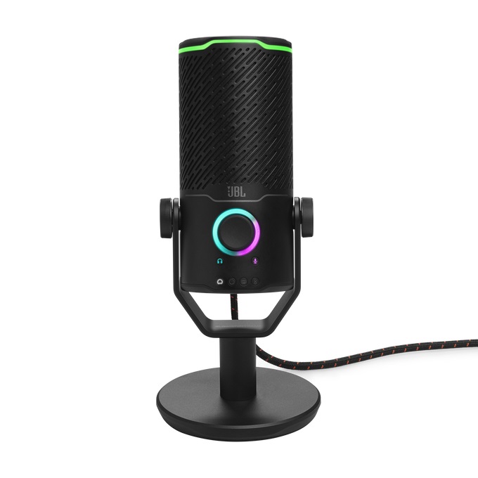 JBL Quantum Stream Studio - Microfono a Condensatore USB Professionale Nero con Capsula Tripla, 4 Pattern Polari e VU Meter RGB