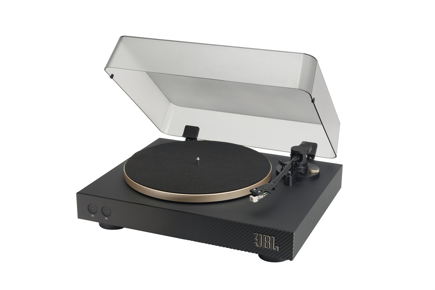 JBL Spinner BT - Giradischi Bluetooth con AptX-HD, Portatestina Rimovibile, Piatto in Alluminio, Trasmissione a Cinghia, Cartuccia Preinstallata, Nero e Oro