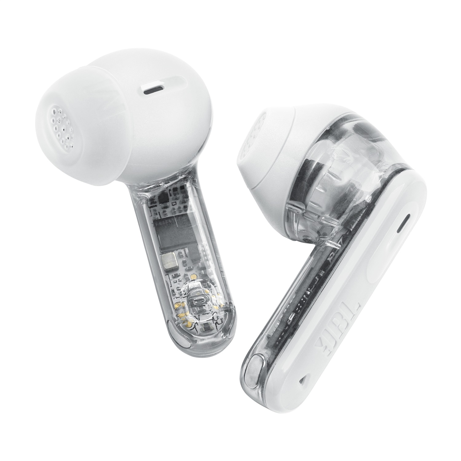 JBL Tune Flex 2 Ghost Edition Auricolari True Wireless Stereo (TWS) con Cancellazione del Rumore, 48 Ore di Autonomia, Resistenza IP54, Design Aperto a Stick - Bianco