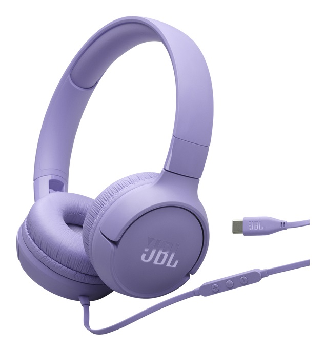 JBL Tune 520 C - Cuffie On Ear con Microfono, Suono Pure Bass, Preimpostazioni EQ, USB Tipo C, Design Pieghevole e Cavo Anti-Groviglio, Viola