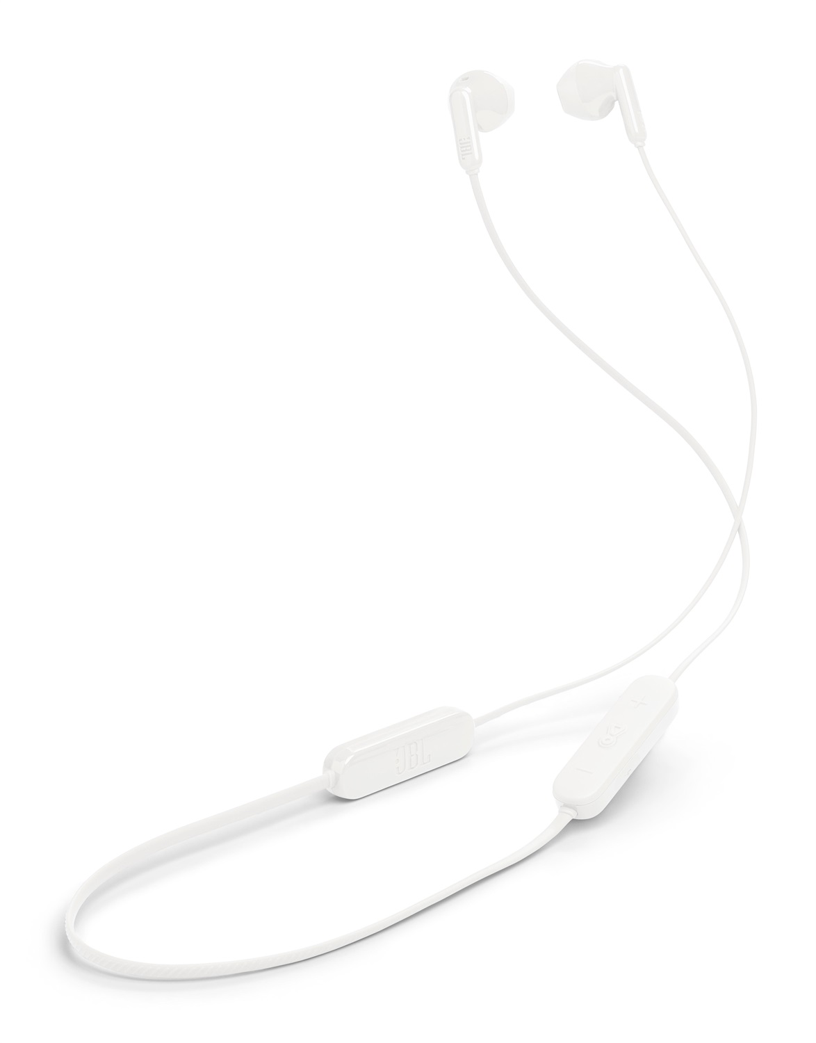 JBL Tune 235BT - Auricolari wireless in-ear Bluetooth con microfono, telecomando e cavo piatto, colore Bianco