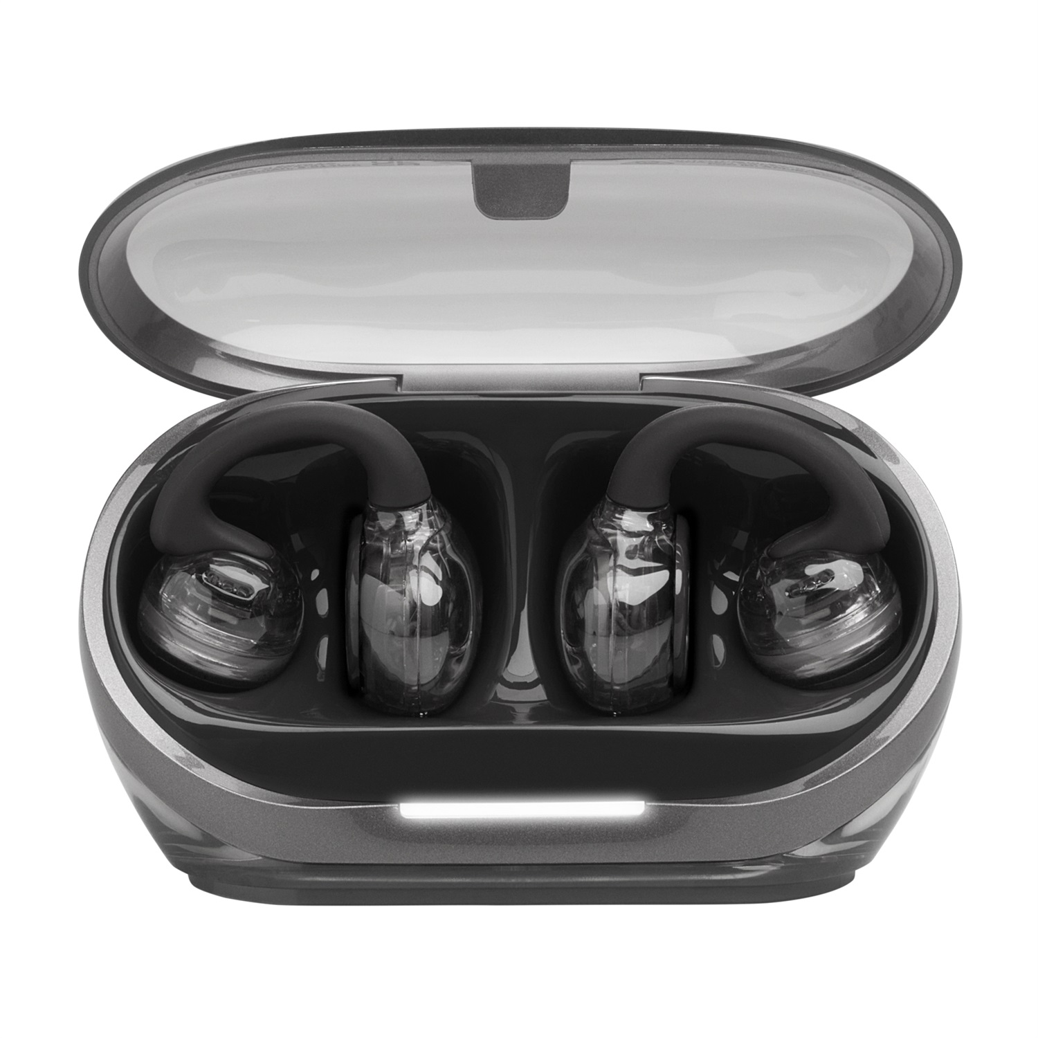 JBL Soundgear Clips - Cuffie Open-Ear True Wireless con 32 Ore di Autonomia, 4 Microfoni Beamforming, Resistenza IP54, Tecnologia JBL OpenSound, Ghost Black