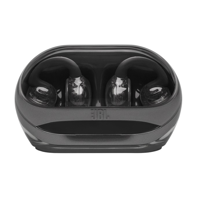 JBL Soundgear Clips - Cuffie Open-Ear True Wireless con 32 Ore di Autonomia, 4 Microfoni Beamforming, Resistenza IP54, Tecnologia JBL OpenSound, Ghost Black