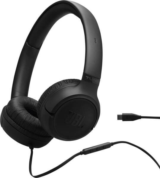 JBL Tune 530 C - Cuffie On Ear con Microfono, Suono JBL Pure Bass, Preimpostazioni EQ, USB Tipo C, Design Pieghevole e Cavo Anti-Groviglio, Nero