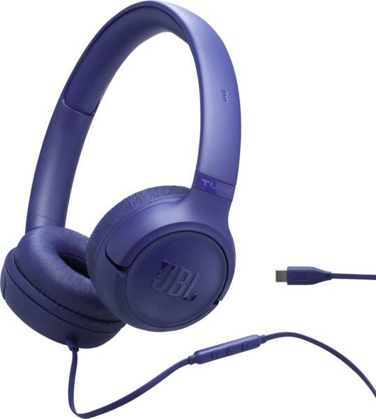 JBL Tune 530C - Cuffie con cavo USB-C, Suono JBL Pure Bass, Design Pieghevole e Microfono, Blu