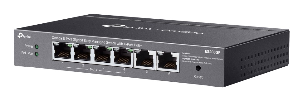 TP-Link Omada ES206GP Switch di Rete Gestito Gigabit Ethernet con 6 Porte (4 Porte PoE ) - Supporto Omada SDN