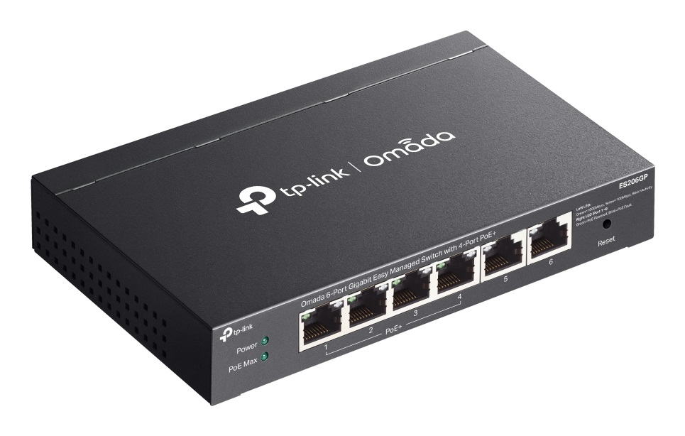 TP-Link Omada ES206GP Switch di Rete Gestito Gigabit Ethernet con 6 Porte (4 Porte PoE ) - Supporto Omada SDN