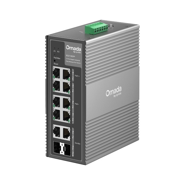 TP-Link Omada IES210GPP Switch di Rete Gestito Gigabit Ethernet (10/100/1000) con Supporto Power over Ethernet (PoE), 10 Porte, Installazione DIN Rail, Grigio