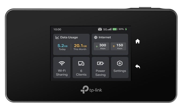 TP-Link M8550 Router Wireless WiFi 6E Tri-Band, Velocità fino a 3400 Mbps, Batteria 4700 mAh, Supporta fino a 32 Dispositivi, Porta WAN/LAN Gigabit, Touchscreen