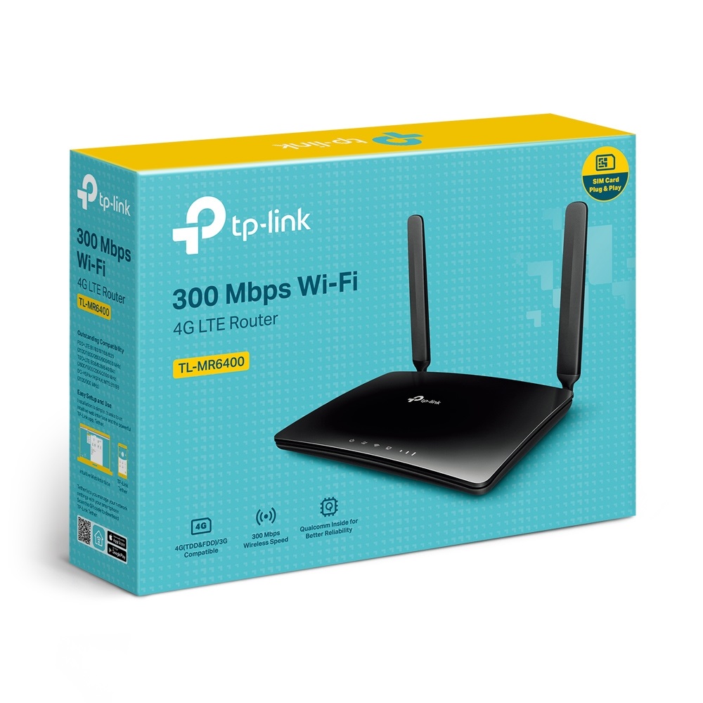 TP-Link TL-MR6400 Router Wireless N 4G LTE 300Mbps con 3 Porte LAN e 1 Porta WAN, Antenne WiFi e LTE Staccabili
