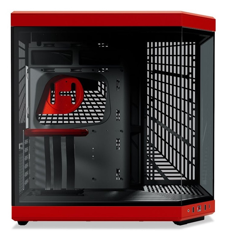 HYTE Y70 Midi Tower PC Case Nero/Rosso con Vetro Temperato e Supporto per Ventole 120/140 mm