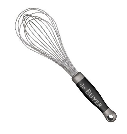 De Buyer 2610.25 Frusta Professionale in Acciaio Inox e Polipropilene, 25 cm - Ergonomica, Antiscivolo, per Mescolare e Montare
