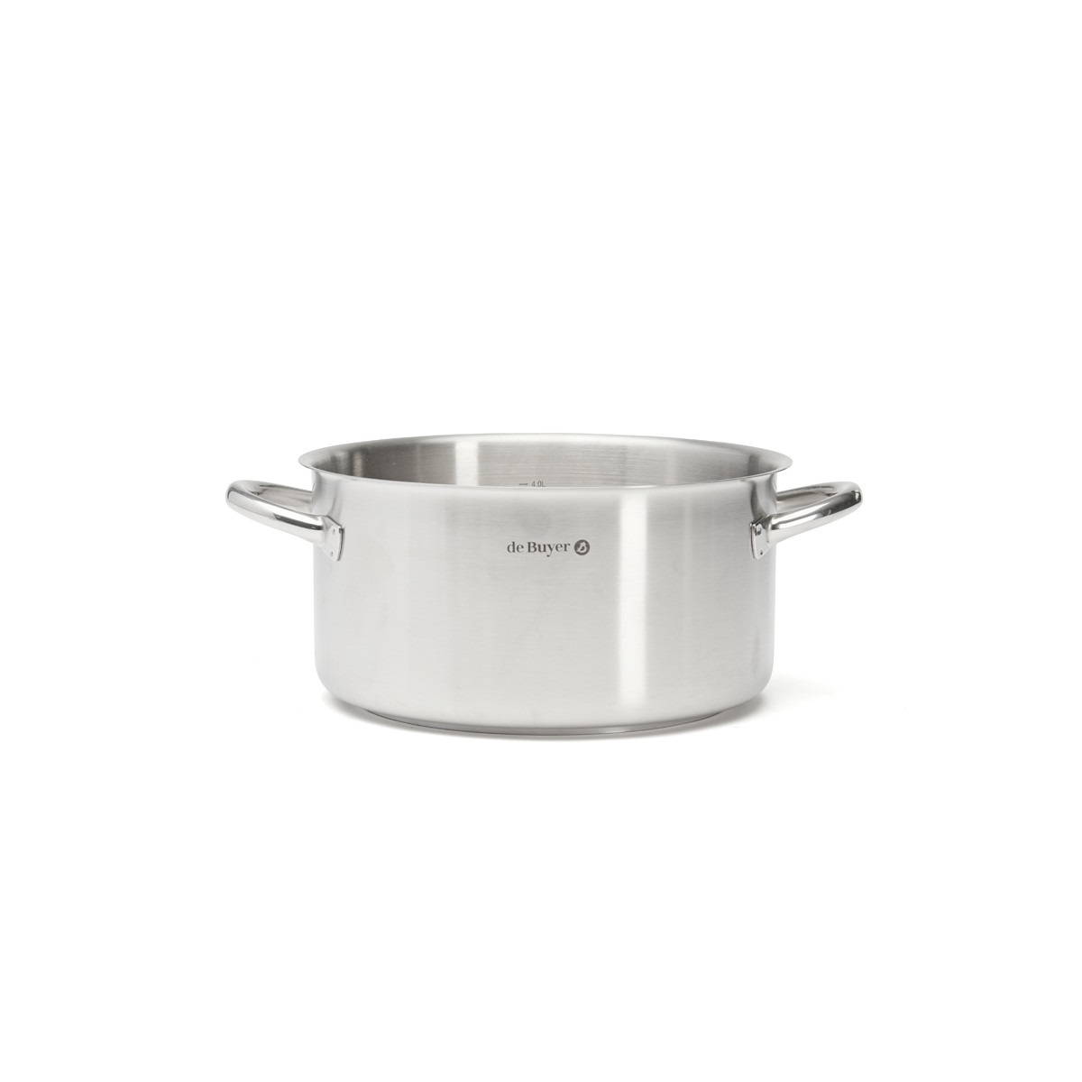 De Buyer Casseruola Senza Coperchio Prim'Appety in Acciaio Inox, Diametro 24 cm, 2 Manici