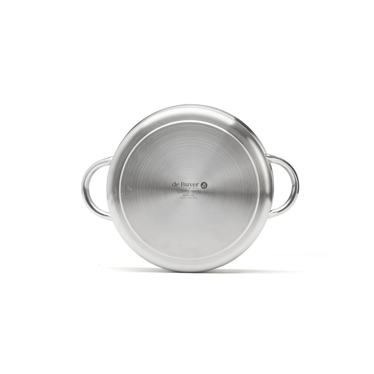 De Buyer Casseruola Senza Coperchio Prim'Appety in Acciaio Inox, Diametro 24 cm, 2 Manici