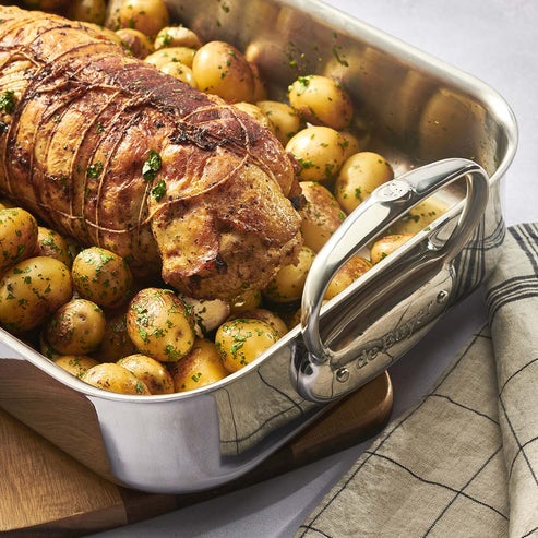 De Buyer AFFINITY Piatto per Arrostire in Acciaio Inox Multicouches - 35 x 25 x 8 cm, Adatto per Induzione, Design Elegante