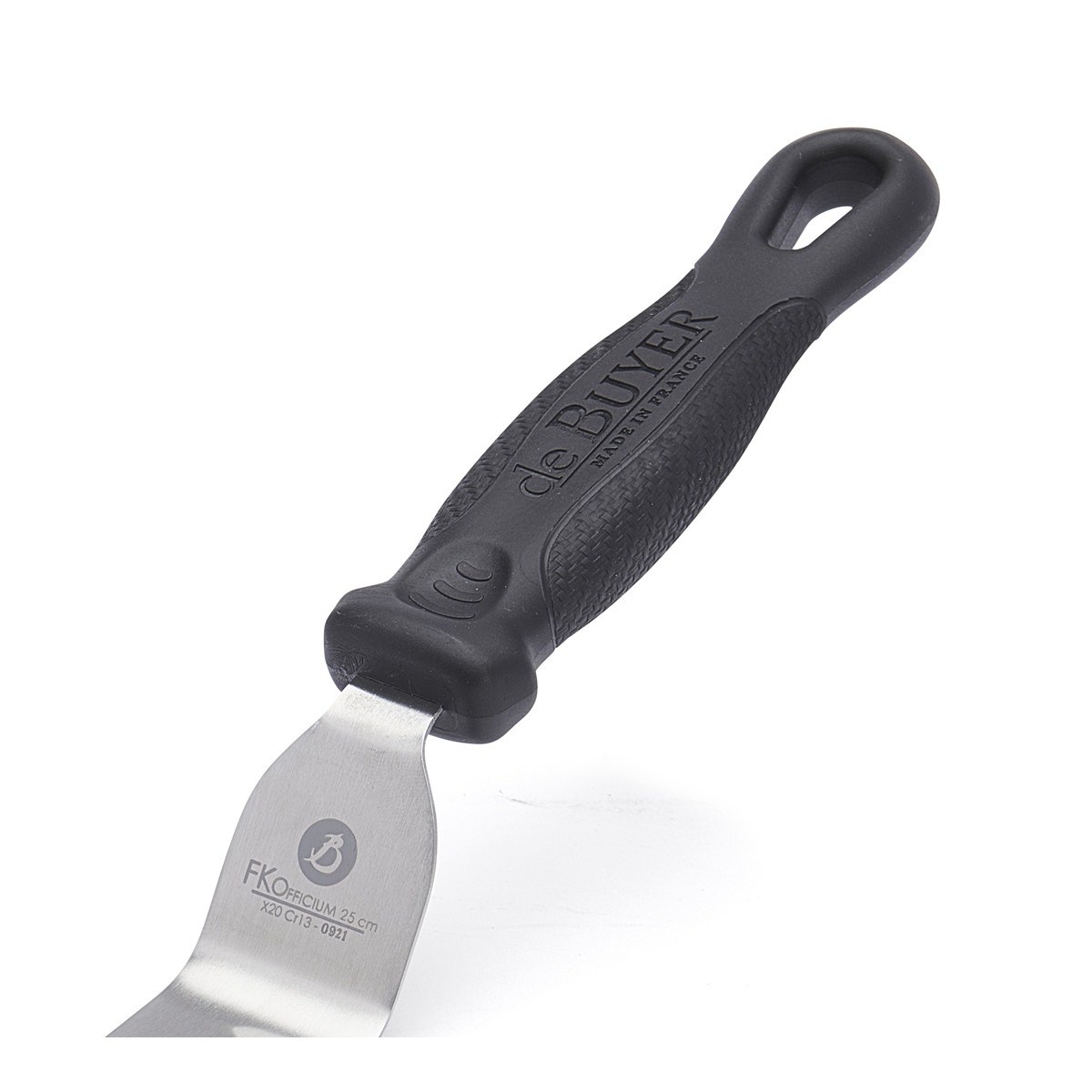 De Buyer Spatola FKOfficium Stondata in Acciaio Inossidabile - Lunghezza Lama 25 cm, Manico Ergonomico Nero