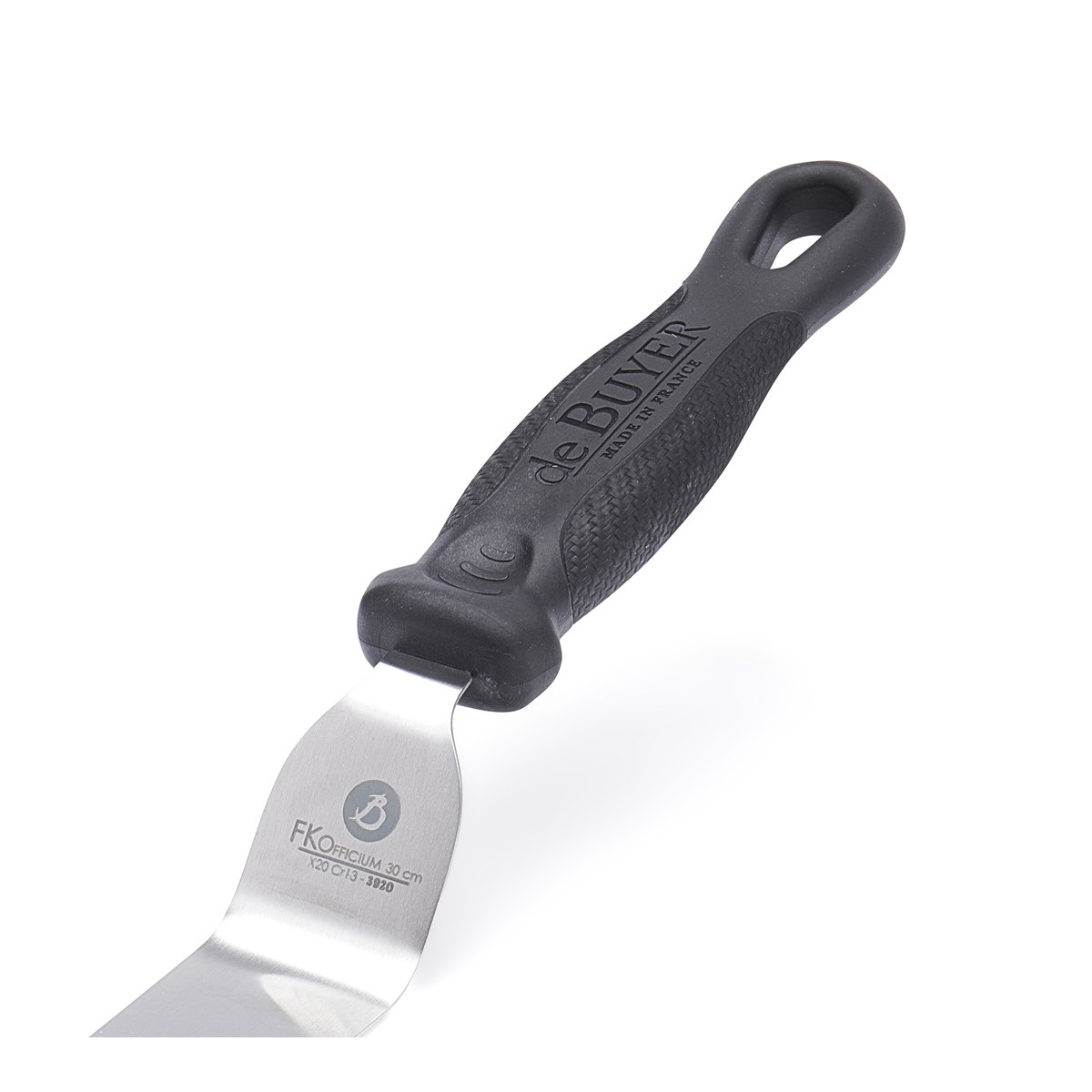 De Buyer FKOfficium Spatola a gomito in Acciaio Inox 34,5 x 3,5 cm con Manico Nero