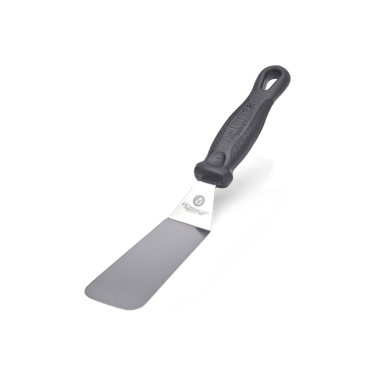 DE BUYER Spatola Piena a Gomito 4236.00 in Acciaio Inossidabile, 16 x 5 cm, Impugnatura Ergonomica Antiscivolo