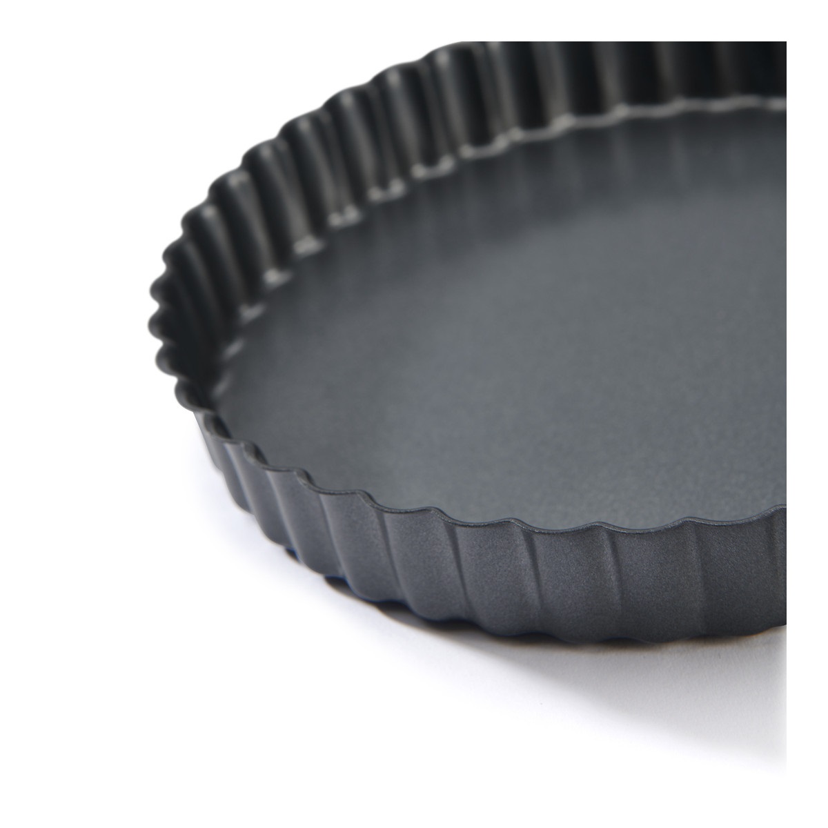 De Buyer Tortiera per Crostata in Acciaio Antiaderente 20 cm - Bordi Dritti con Scanalature - Nero