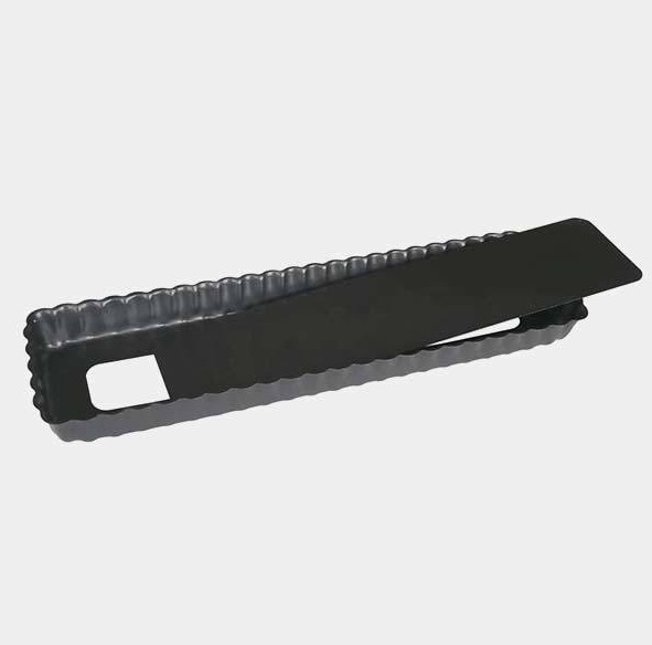 DE BUYER Stampo per Crostata Rettangolare in Acciaio Inox Antiaderente con Fondo Mobile - 36 cm - Nero/Grigio