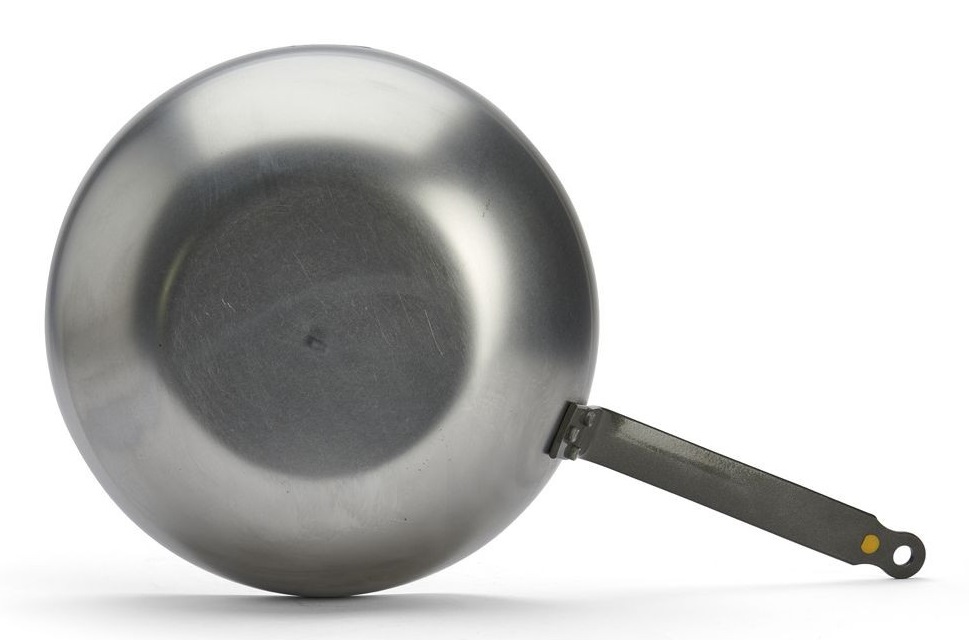 DE BUYER Padella Wok in Acciaio Mineral B 24 cm con Rivestimento in Cera d'Api e Manico Ergonomico