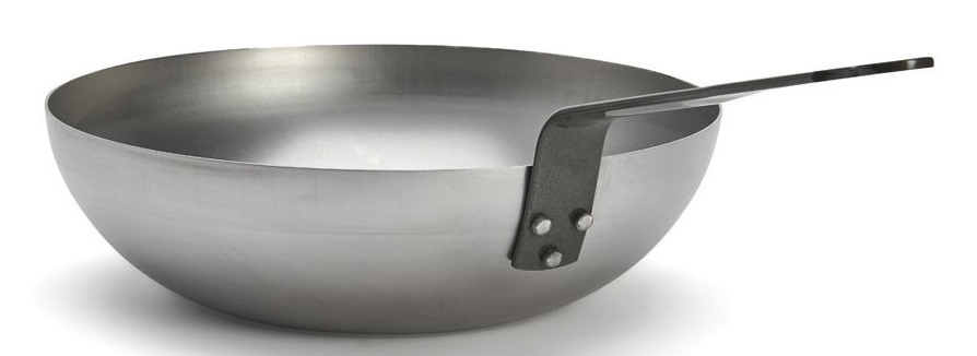 DE BUYER Padella Wok in Acciaio Mineral B 24 cm con Rivestimento in Cera d'Api e Manico Ergonomico