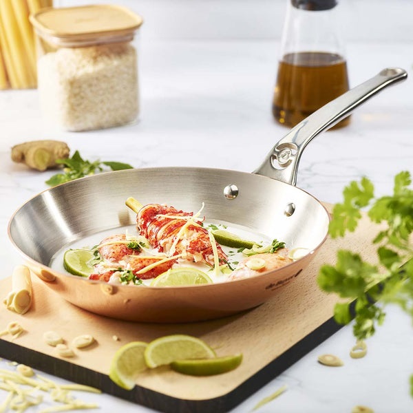 De Buyer Prima Matera - Padella a induzione rotonda, diametro 20 cm, in rame e acciaio inox