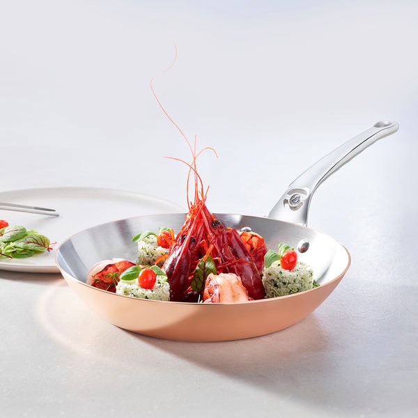 De Buyer Prima Matera - Padella a induzione rotonda, diametro 20 cm, in rame e acciaio inox