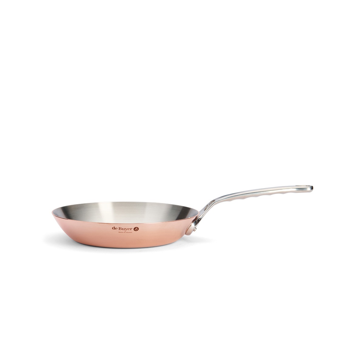 De Buyer 6224.24 - Padella tonda in rame, diametro 24 cm, 90% rame e 10% acciaio inox AISI 304, linea ALLIANCE PERFETTA