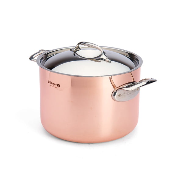 De Buyer Prima Matera Casseruola in Rame con Coperchio in Acciaio Inox - Diametro 24 cm, Capacità 7,5 litri