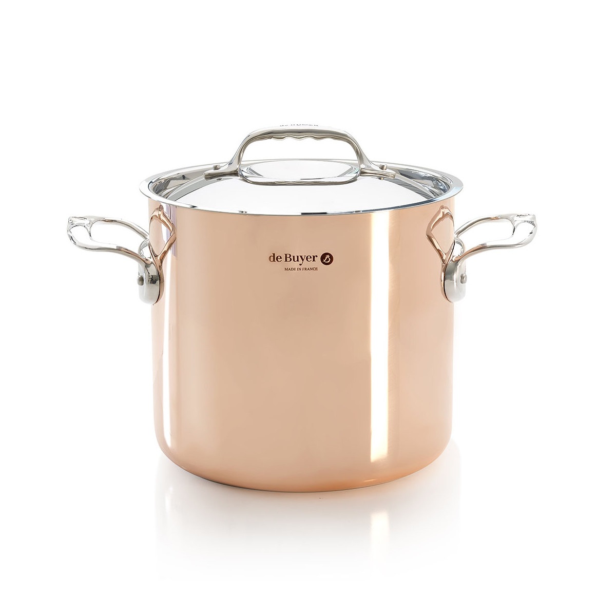 De Buyer Prima Matera Olla Extra Alta 20 cm in Rame e Acciaio Inox - Compatibile con Induzione