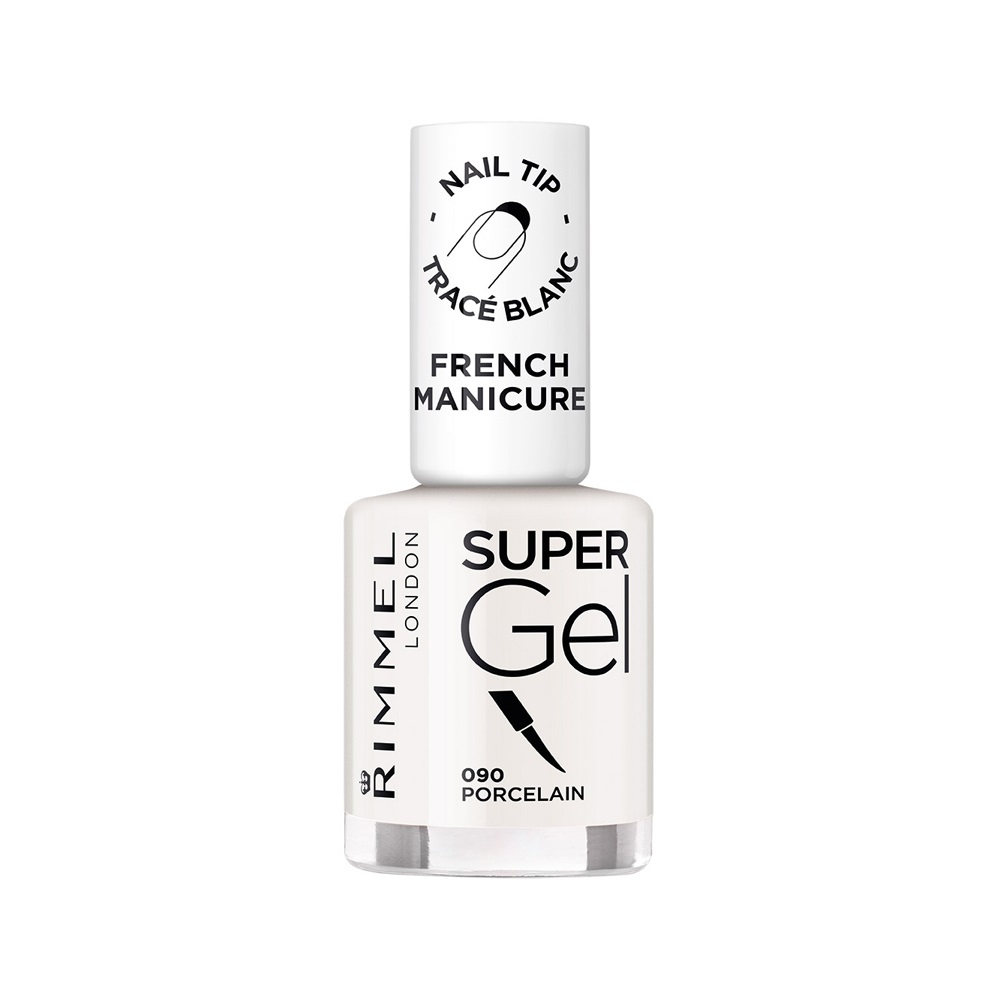 Rimmel London Smalto Super Gel French Manicure, 090 Porcelain, 12 ml - Effetto Gel a Lunga Durata