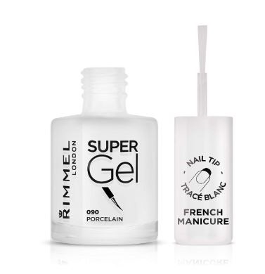 Rimmel London Smalto Super Gel French Manicure, 090 Porcelain, 12 ml - Effetto Gel a Lunga Durata