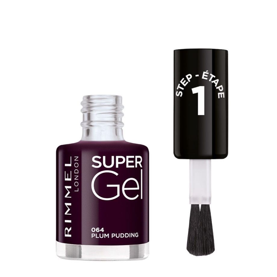 Rimmel Super Gel Smalto per Unghie 064 Plum Pudding 12 ml - Effetto Gel a Lunga Tenuta Fino a 14 Giorni, Senza Lampada UV