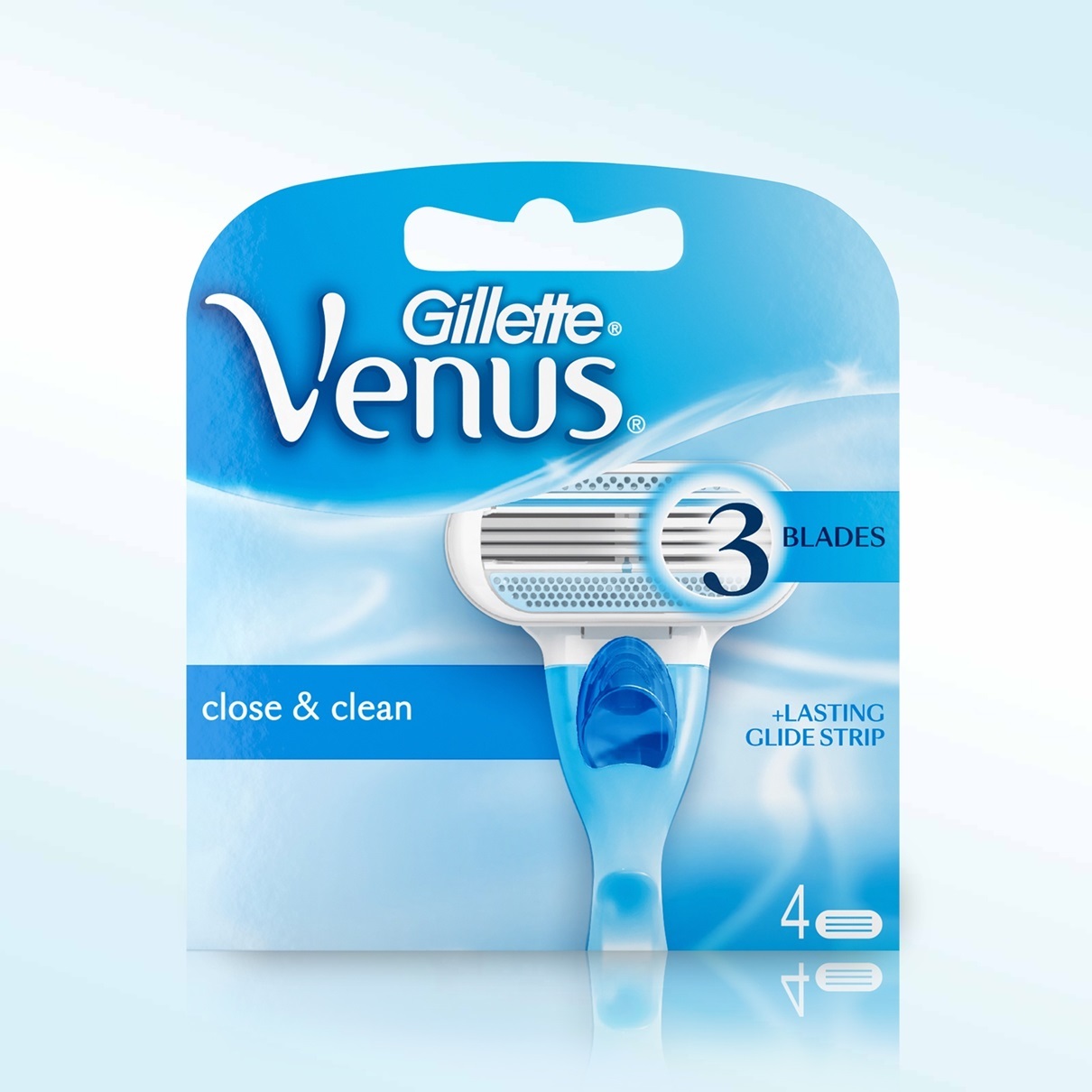 Gillette Venus Smooth - Lamette di Ricambio per Rasoio Donna, Confezione da 4 pz, 3 Lame con Striscia Lubrificante e Cuscinetti Protettivi