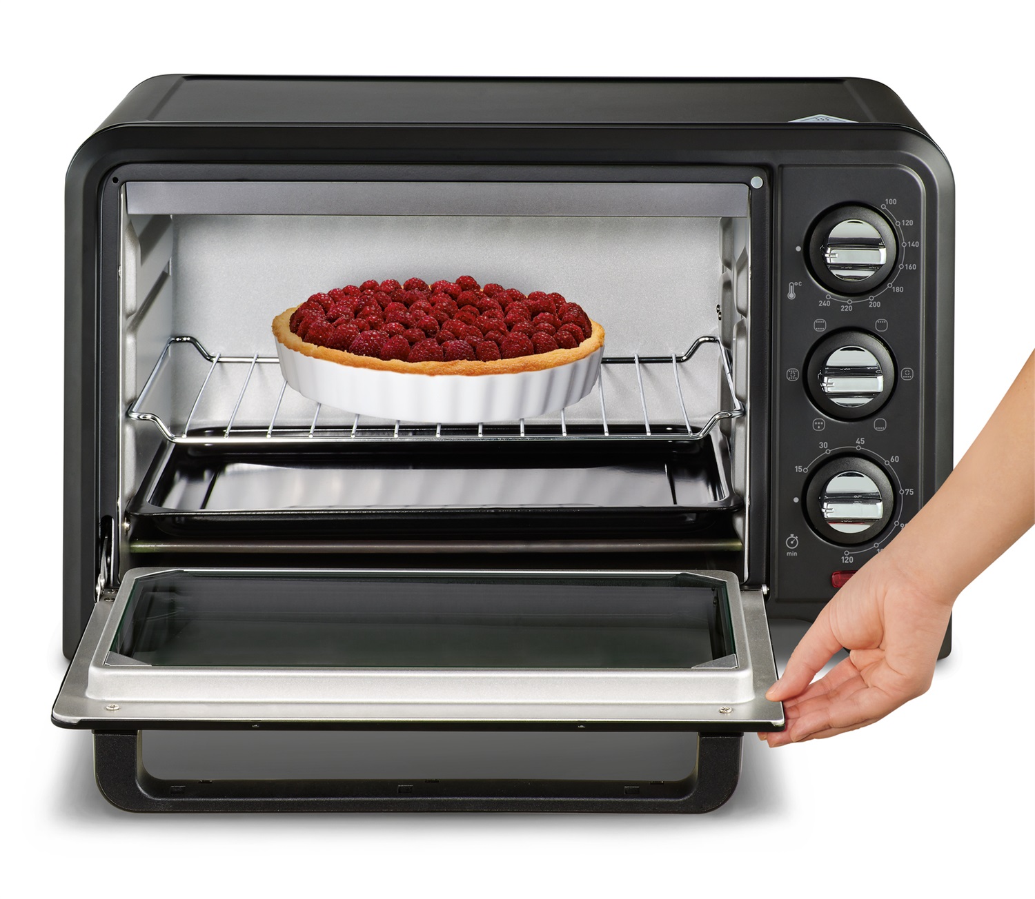 Moulinex OX4448 Fornetto Elettrico Ventilato 19L, Potenza 1380W, 6 Modalità di Cottura, Termostato Regolabile fino a 240°C, Griglia e Teglia Incluse