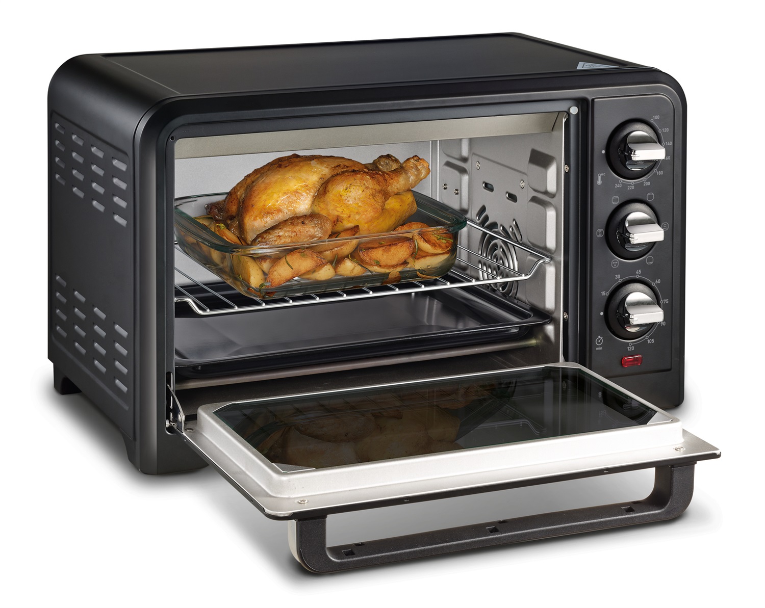 Moulinex OX4448 Fornetto Elettrico Ventilato 19L, Potenza 1380W, 6 Modalità di Cottura, Termostato Regolabile fino a 240°C, Griglia e Teglia Incluse