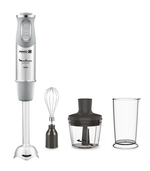 Moulinex Quickchef - Frullatore a Immersione 1000 W con 10 Velocità e 3 Accessori in Acciaio Inox