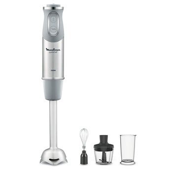Moulinex Quickchef - Frullatore a Immersione 1000 W con 10 Velocità e 3 Accessori in Acciaio Inox