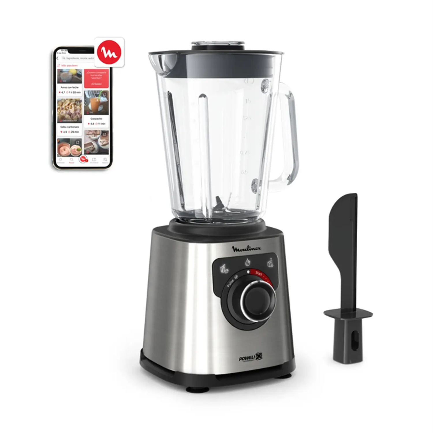 Moulinex LM871D Frullatore PerfectMix Silver - 1200W, 1,5L, Tecnologia Powelix, Programma di autopulizia, Tritaghiaccio