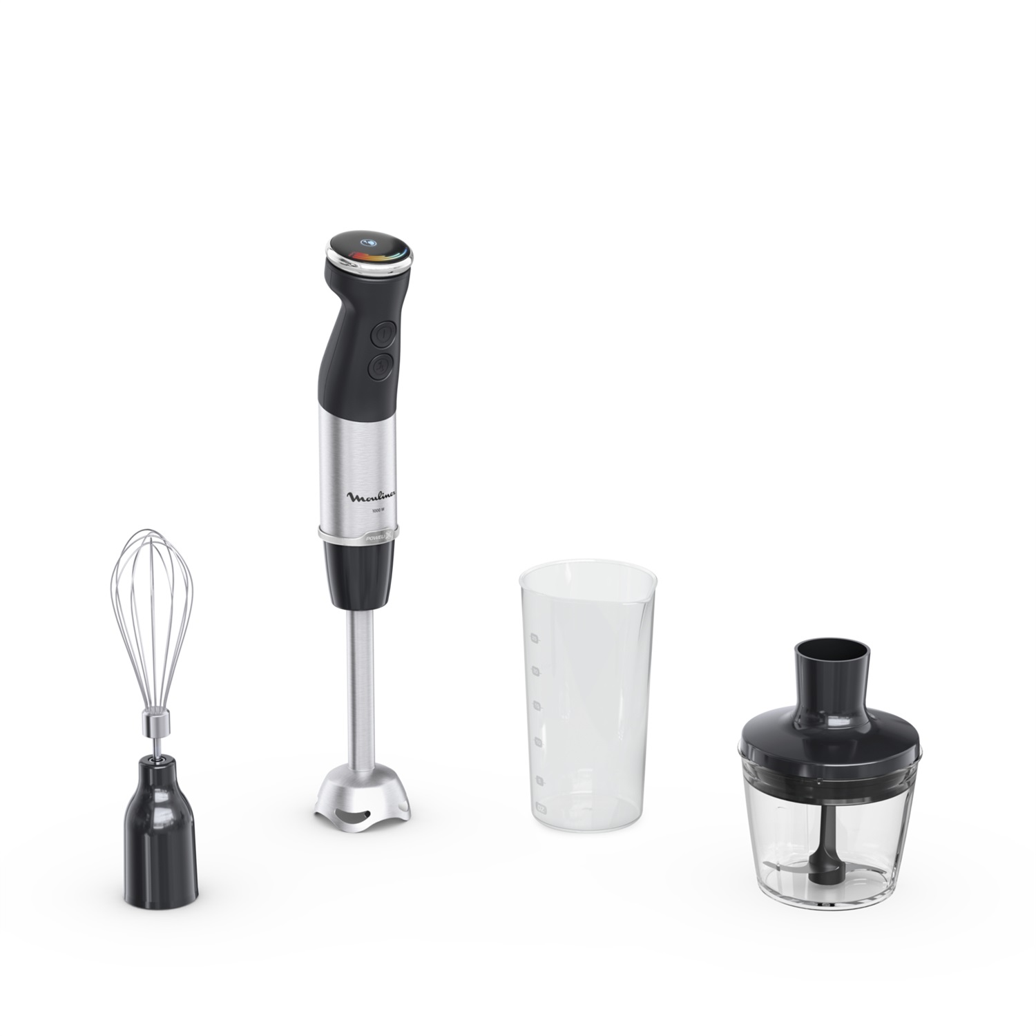 Moulinex DD6738 Quickchef , Frullatore a immersione 1000 W con tecnologia Powelix, 20 velocità, funzione turbo, accessori inclusi