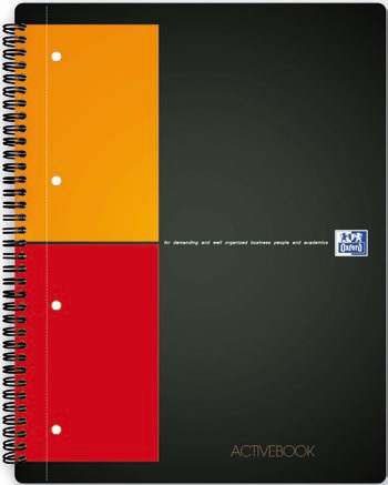 Oxford Quaderno Spiralato Activebook A4 Nero - 80 Fogli, Copertina in Polipropilene, Separatore Rimovibile, Compatibile con App Scribzee