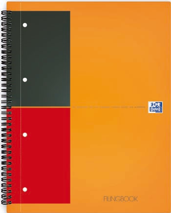 Oxford Activebook Quaderno Spiralato A4 80 Fogli 1 Rigo con Margine Arancio - Copertina in Polipropilene e Separatore Rimovibile