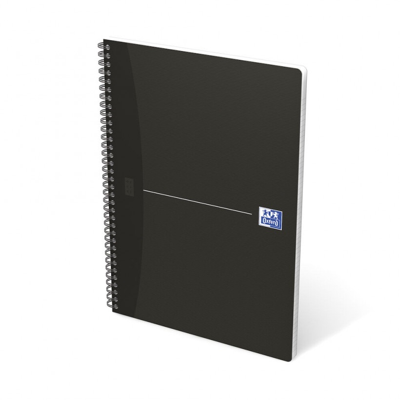 Oxford Quaderno Maxi Spiralato A4 Nero - 180 Pagine, Carta 90 g, Rigato 7 mm, Copertina Cartonata Soft, App Scribzee
