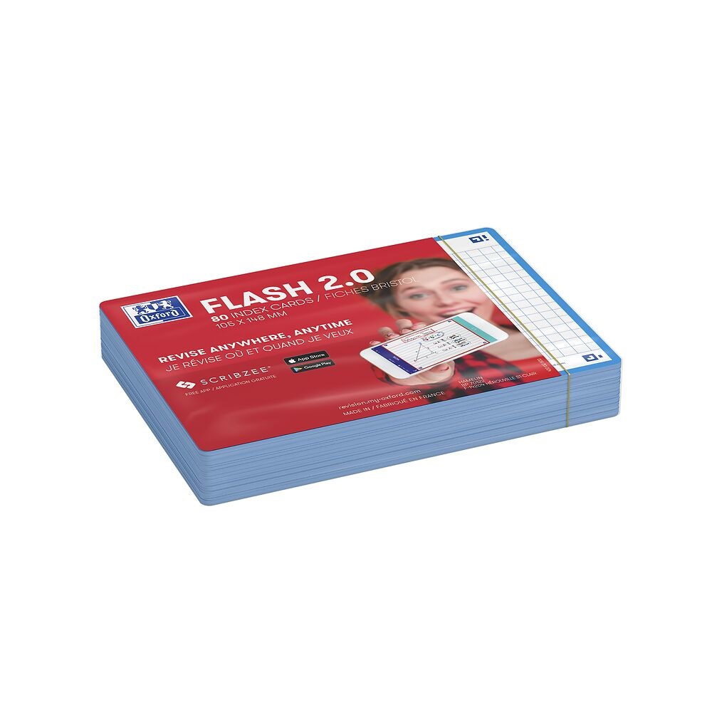 Oxford Schede Flash A6 a Quadretti con Cornice Turchese - Confezione da 80 per Ripasso Efficace