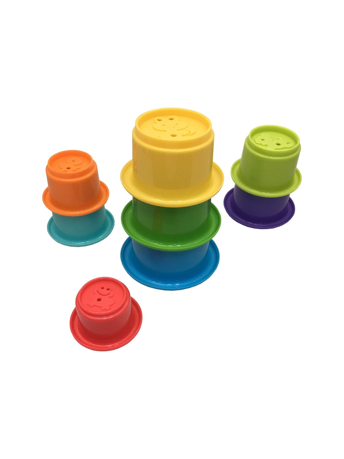 Infantino Tazze Impilabili Colorate - 8 Pezzi con Fori per Giochi in Acqua e Sabbia